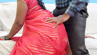 Desi Bhabhi'S Pink Saree And Big Natural Tits In Public