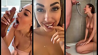 مراهقة سمراء تبلغ من العمر 18+ تستمتع بعملية تدليك يدوية ودش منزلي