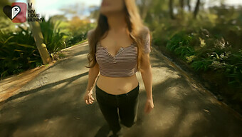 Skinny Aussie Bella Needs To Pee On A Walking Trail