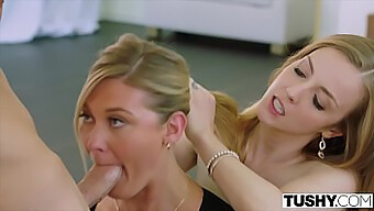 Blonde Boss Gives Her Assistant A Deepthroat And Anal Experience