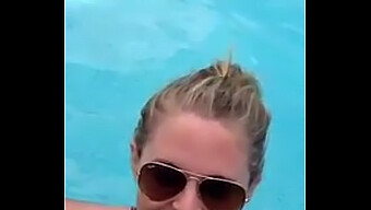 Blowjob In Public Pool: Blonde'S Deepthroat Skills On Display