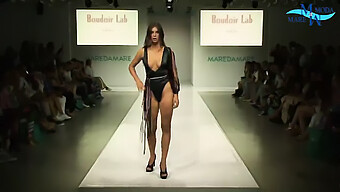 Lingerie-Clad Mom In High Heels Lingers On The Catwalk