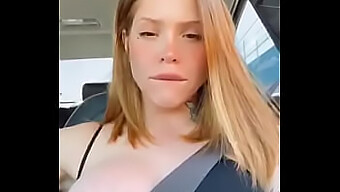 Amateur Teen Shows Off Her Big Boobs While Driving