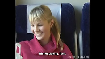 A Czech Girl With Blonde Hair Engages In Oral Sex On A Train In A Pov Style Video