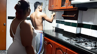 Teen With Big Ass Cheats On Her Neighbor In The Kitchen