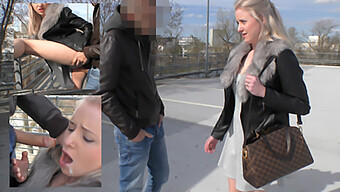 German Teen Swallows Cum After Deepthroat In Public Parking Lot