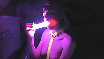 Rider Kelly Copperfield Shows Off Her Deepthroat Skills With A Glow Stick Dildo On Webcam